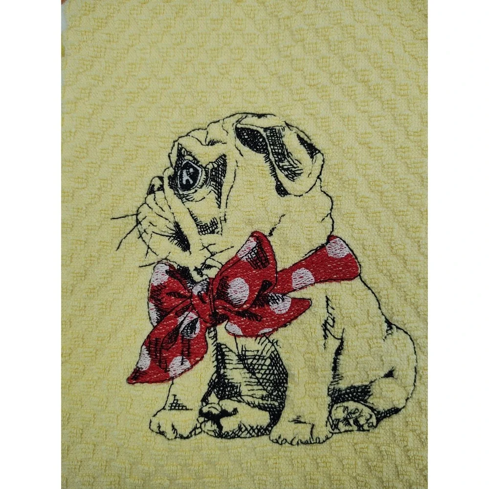 Pug Dog With A Scarf Kitchen Bath Hand Bar Towel Set of 2 Great Gift!